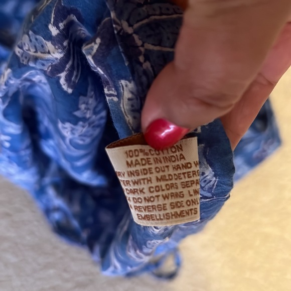 Jaypore Indigo Block Printed Pants with Drawstring Size XL - Picture 5 of 6